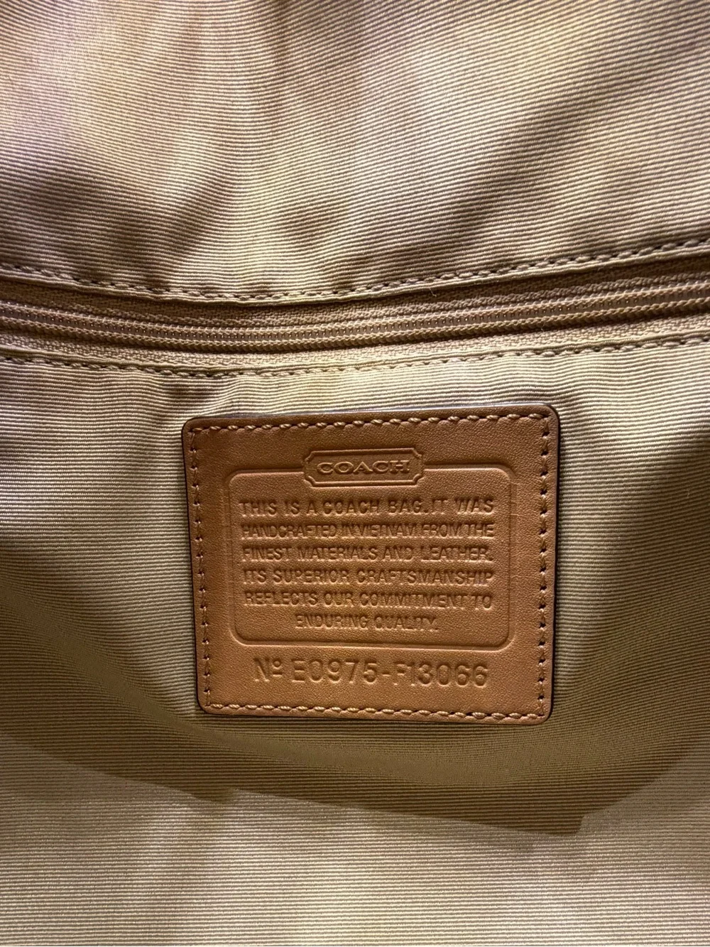 Y2K COACH Signature Jacquard Shoulder/ Crossbody Bag with Khaki/Caramel Trim